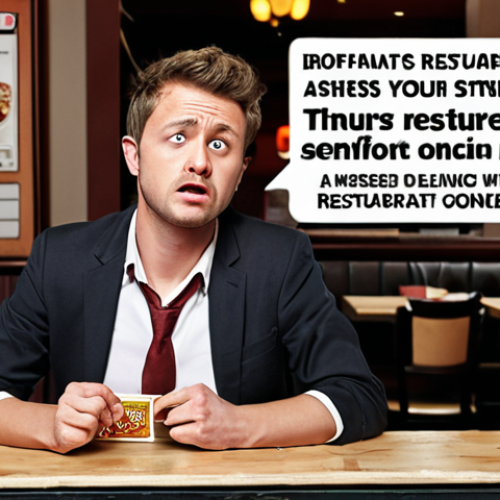 **

Public opinion poll showing declining reputation after a minor scandal.  Focus on restaurant analogy: A potential customer hesitates to enter a restaurant with bad online reviews. Depict a stressed business owner.

**